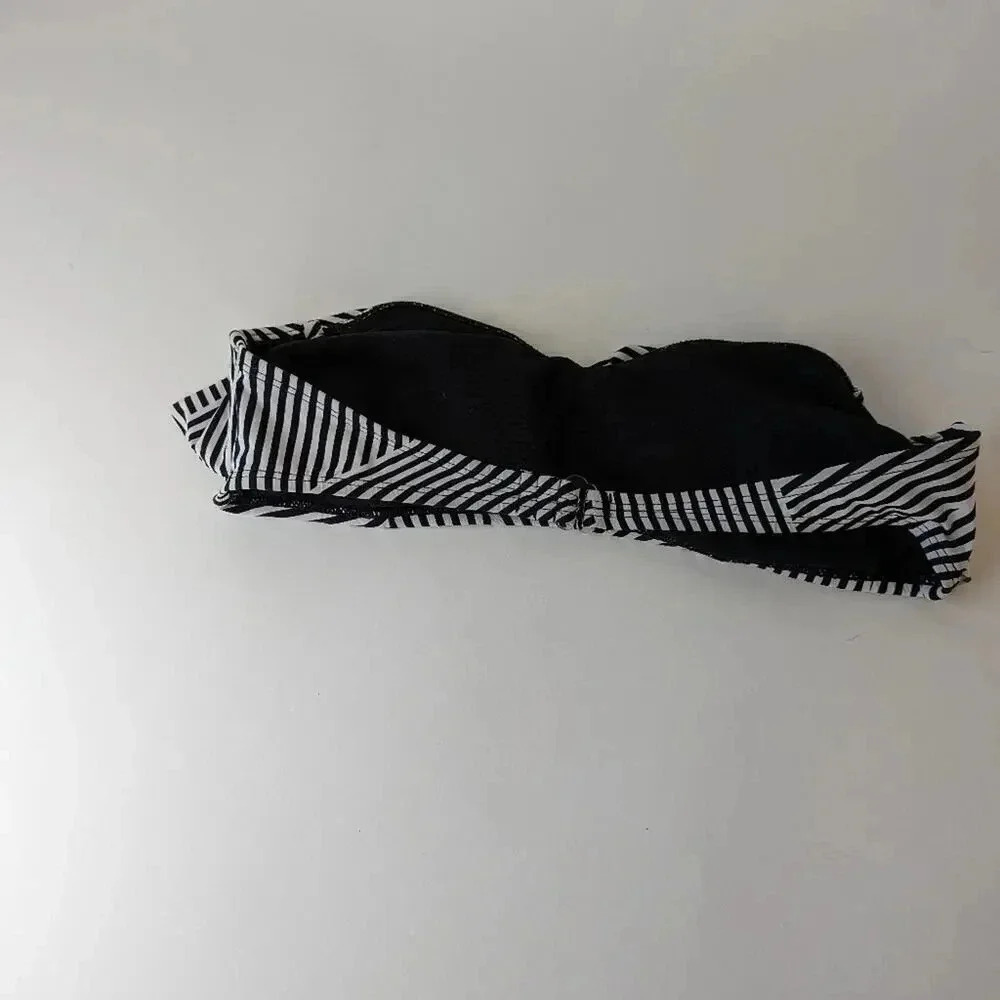 Striped Ruffle Bandeau Bikini Top - Large - Picture 3 of 4